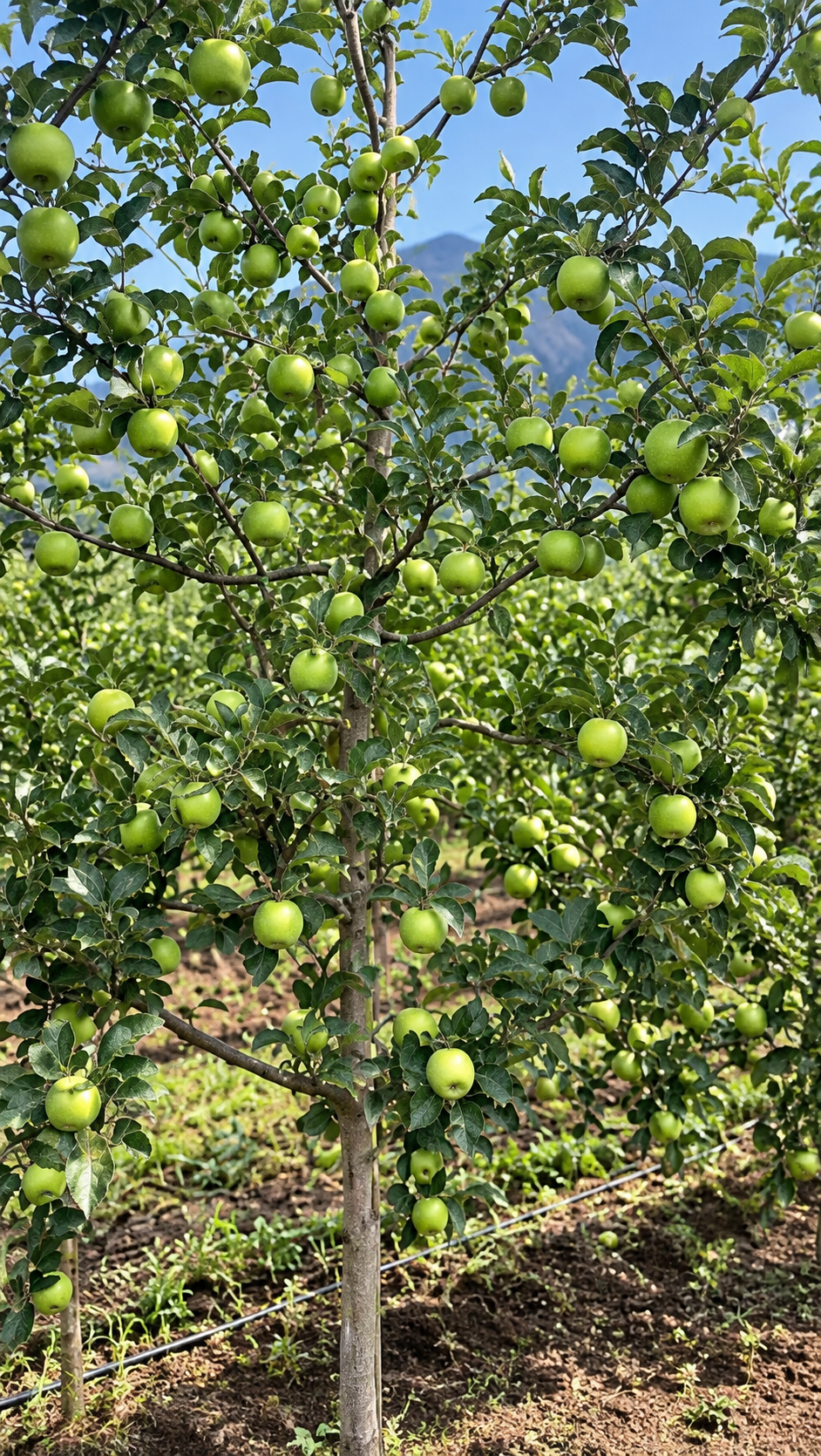 Manzanas en el árbol dentro de la huerta